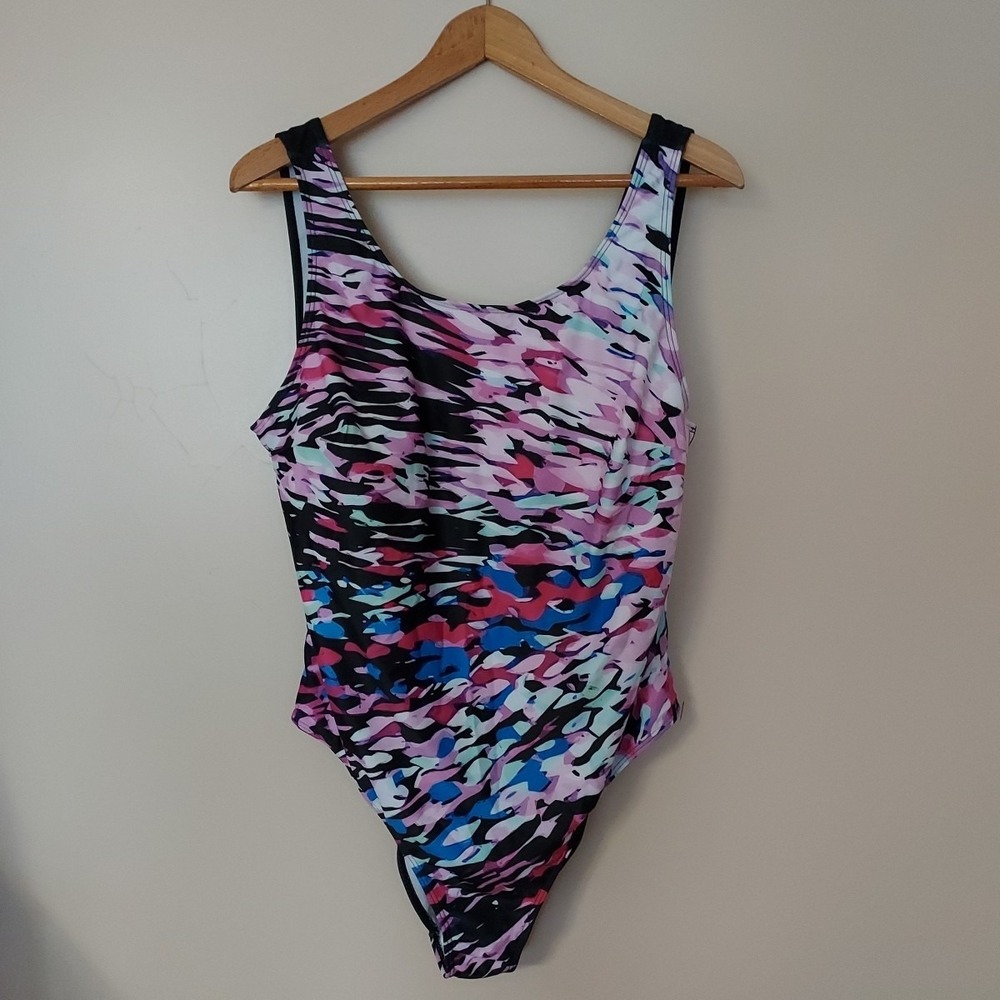 NWOT Women's 3XL Bathing Suit Swim One Piece Swimsuit‎ Black Multi Pink